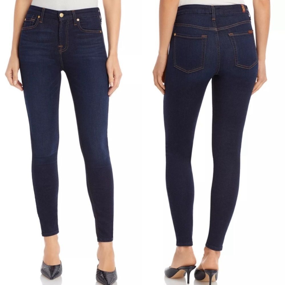7 For All Mankind Dark Wash Mid Rise Super Skinny Jeans Size 25